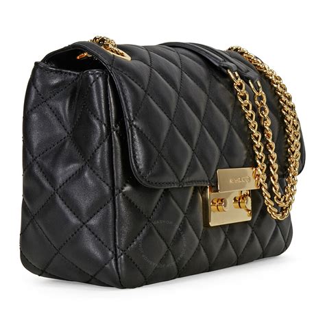 michael kors black leather handbag|michael kors quilted bag black.